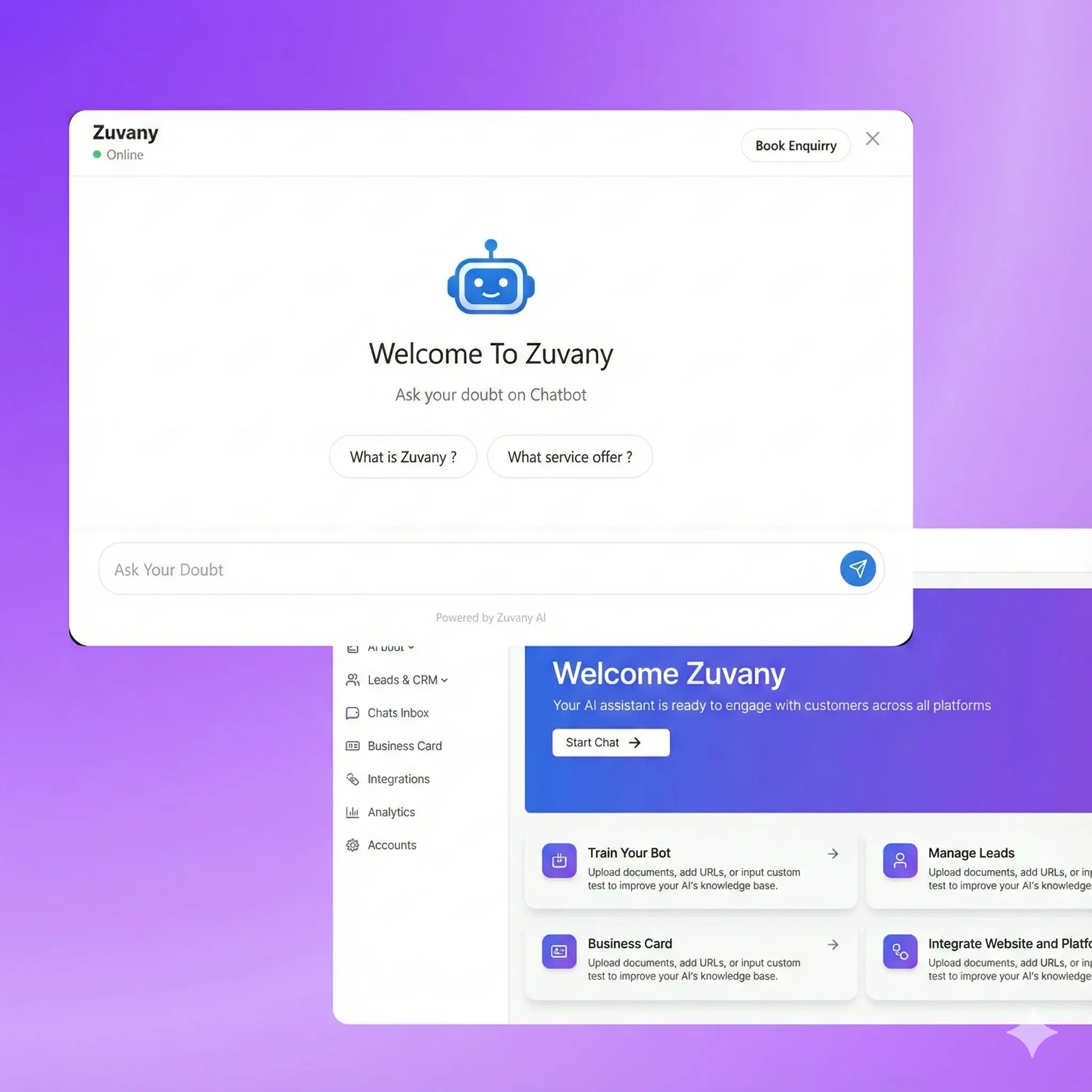 Zuvany AI agent interface preview